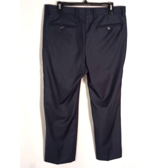 Banana Republic Mens Slim Fit Wool Dress Pants 33x30 Blue Check Flat Front - Picture 4 of 11